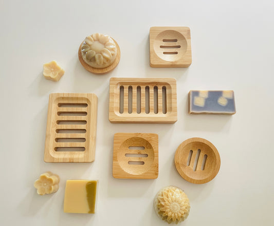 Natural Bamboo Soap Dish - Square and Round Shape Options | Eco-Friendly Bathroom Utensils