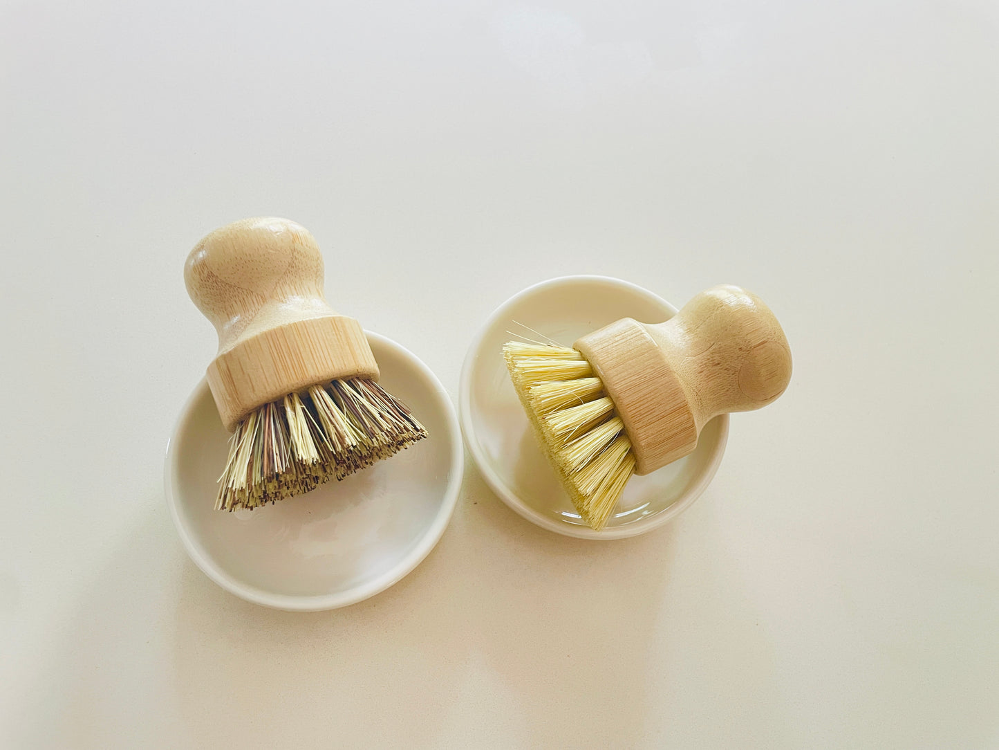 Adorable Natural Material Pot & Bowl Brushes – Bamboo or Beechwood Handles with Sisal or Palm Fiber Bristles – Fun Kitchen Tools