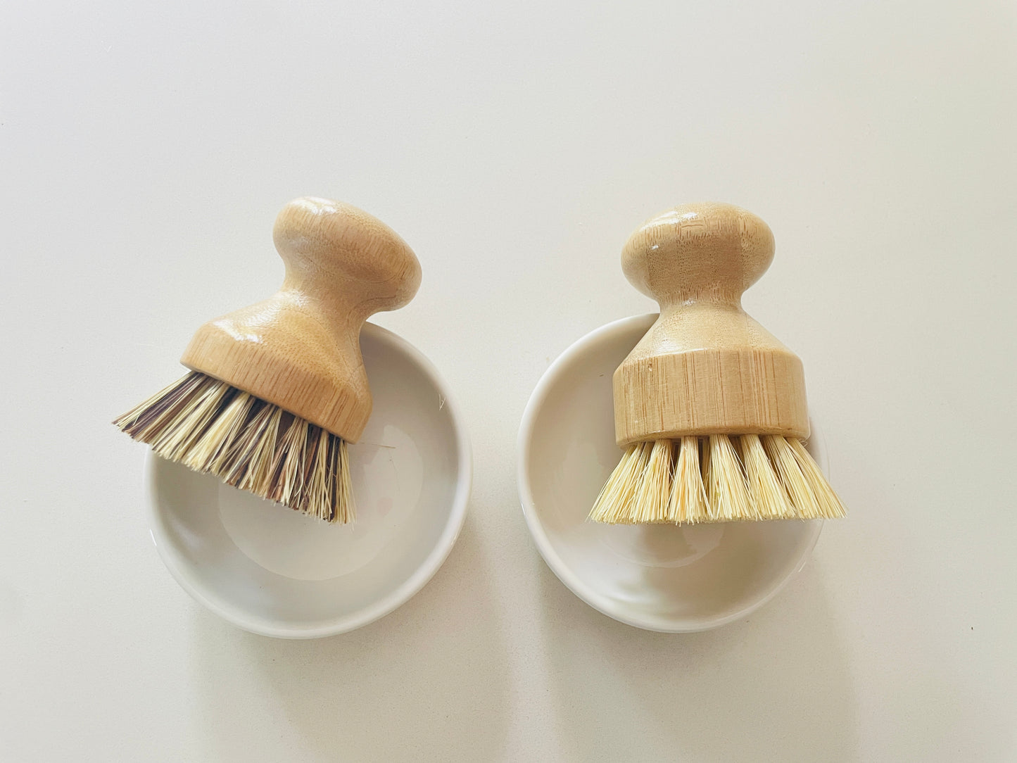 Adorable Natural Material Pot & Bowl Brushes – Bamboo or Beechwood Handles with Sisal or Palm Fiber Bristles – Fun Kitchen Tools