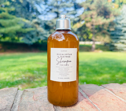 Eucalyptus & Tea Tree Pet Shampoo | Handmade with All-Natural Ingredients | Enriched with Tea Tree, Lemon, and Eucalyptus Essential Oils | Effectively Eliminates Odors, Gentle on Skin & Coat, Promotes Pet Health for a Luxurious Bath