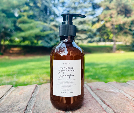 Turmeric & Soap Berry Shampoo Soap, with Turmeric & Soap Berry, Infused with Peppermint, Cedar, Tea Tree Essential Oils, Promotes Scalp Health, Cleanses Follicles, Prevents Hair Loss, Relieves Itchy Scalp & Dandruff,Handmade,All natural