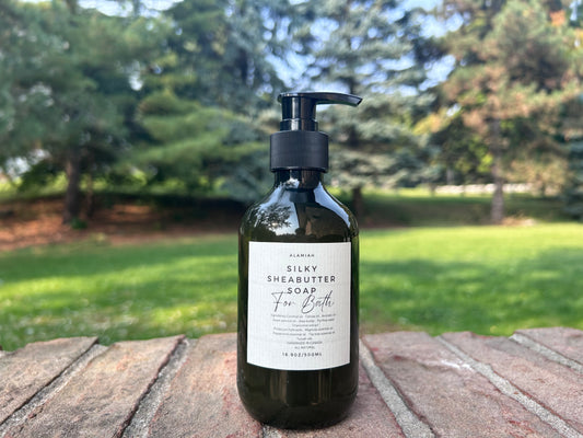 Shea Butter Liquid Bath Soap – Nourishing Avocado Oil, Sweet Almond Oil, Chamomile Infusion, Magnolia, Peppermint, and Tea Tree Essential Oils | Perfect for Sensitive and Normal to Dry Skin,Handmade,All natural