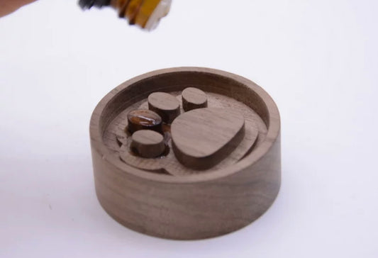 Wooden Carved Aroma Diffuser – Natural Wood, Compact & Portable for Home & Car Fragrance