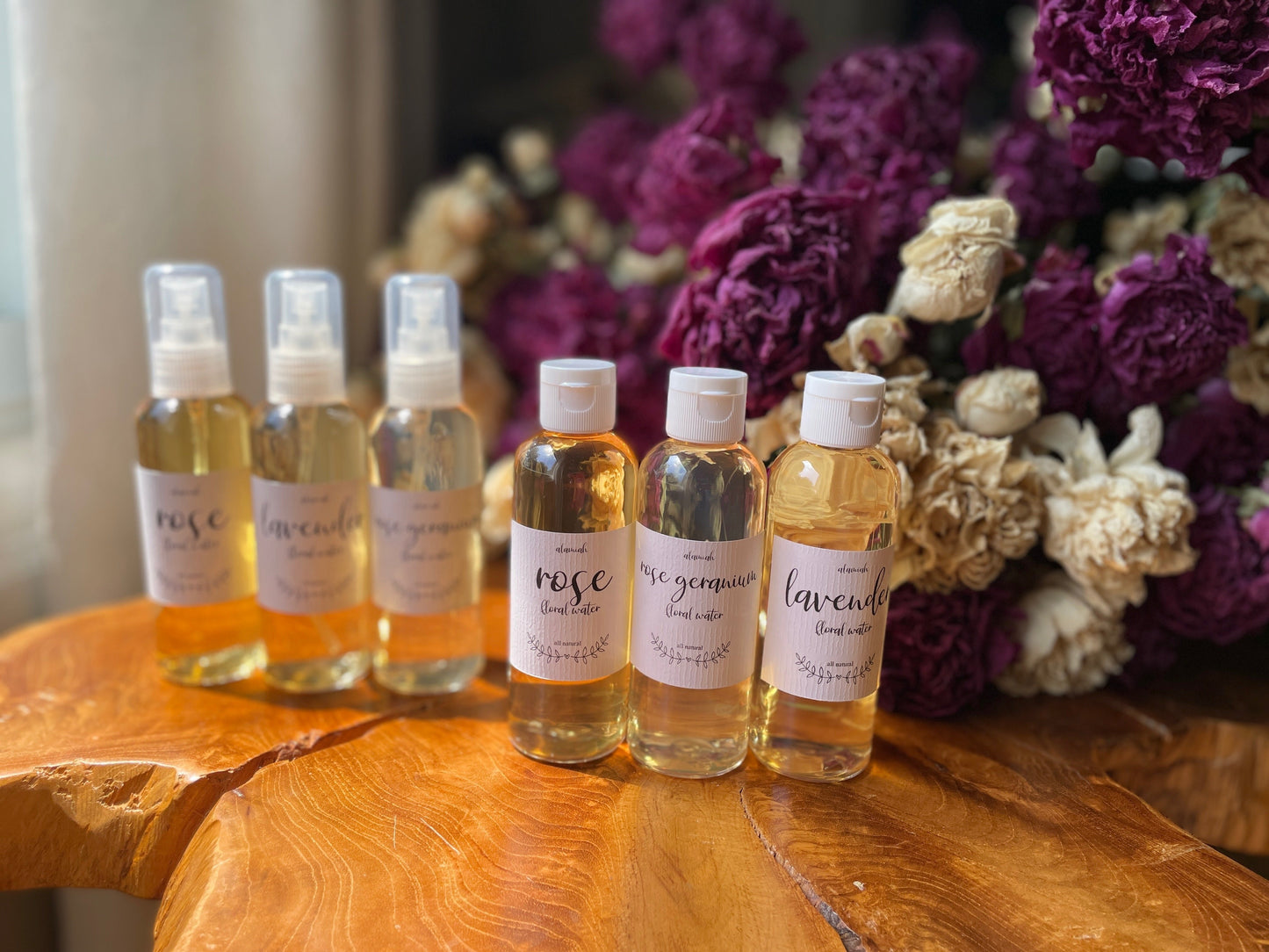 Organic Floral Water : Hydrating Rose, Calming Lavender, and Balancing Geranium for Skin Care and Aromatherapy