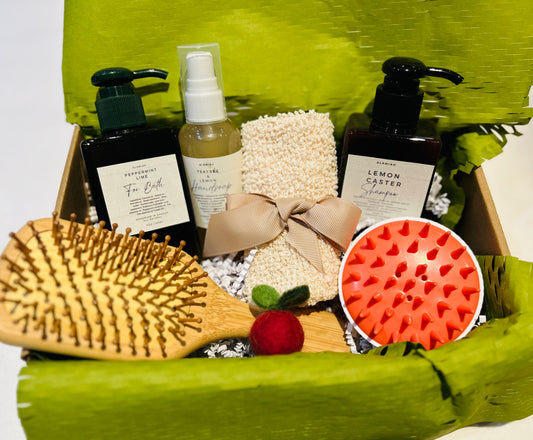 Travel-Size Natural Care Gift Set – Shampoo, Soap & Mosquito Repellent Oil or Hairbrush – Perfect for Travel, Gifts & Weddings