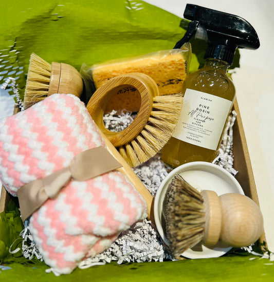 Eco-Friendly Kitchen Gift Set – Natural Sisal & Wood Brushes, All-Purpose Liquid Soap & Hand Balm – Thoughtful Gift for Mom, Wife & Home