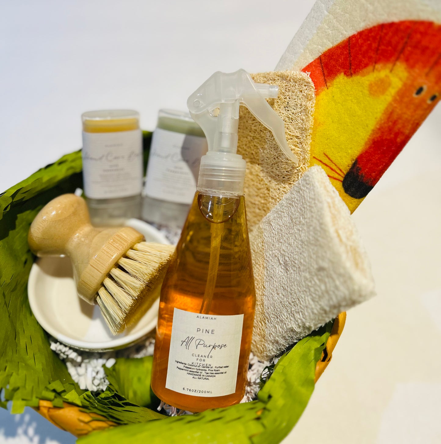 Eco-Friendly Kitchen Gift Set – Natural Sisal & Wood Brushes, All-Purpose Liquid Soap & Hand Balm – Thoughtful Gift for Mom, Wife & Home