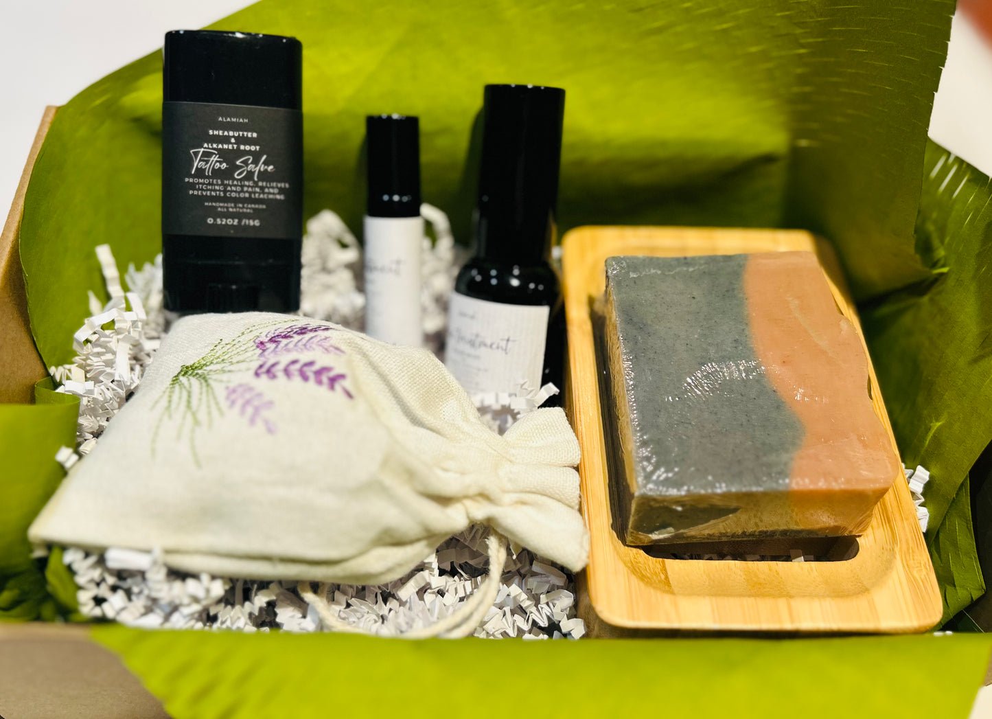 All-Natural Acne, Tattoo & Sensitive Skin Care Gift Set – 100% Botanical Ingredients Soap, Salve & Serum for Healing & Recovery
