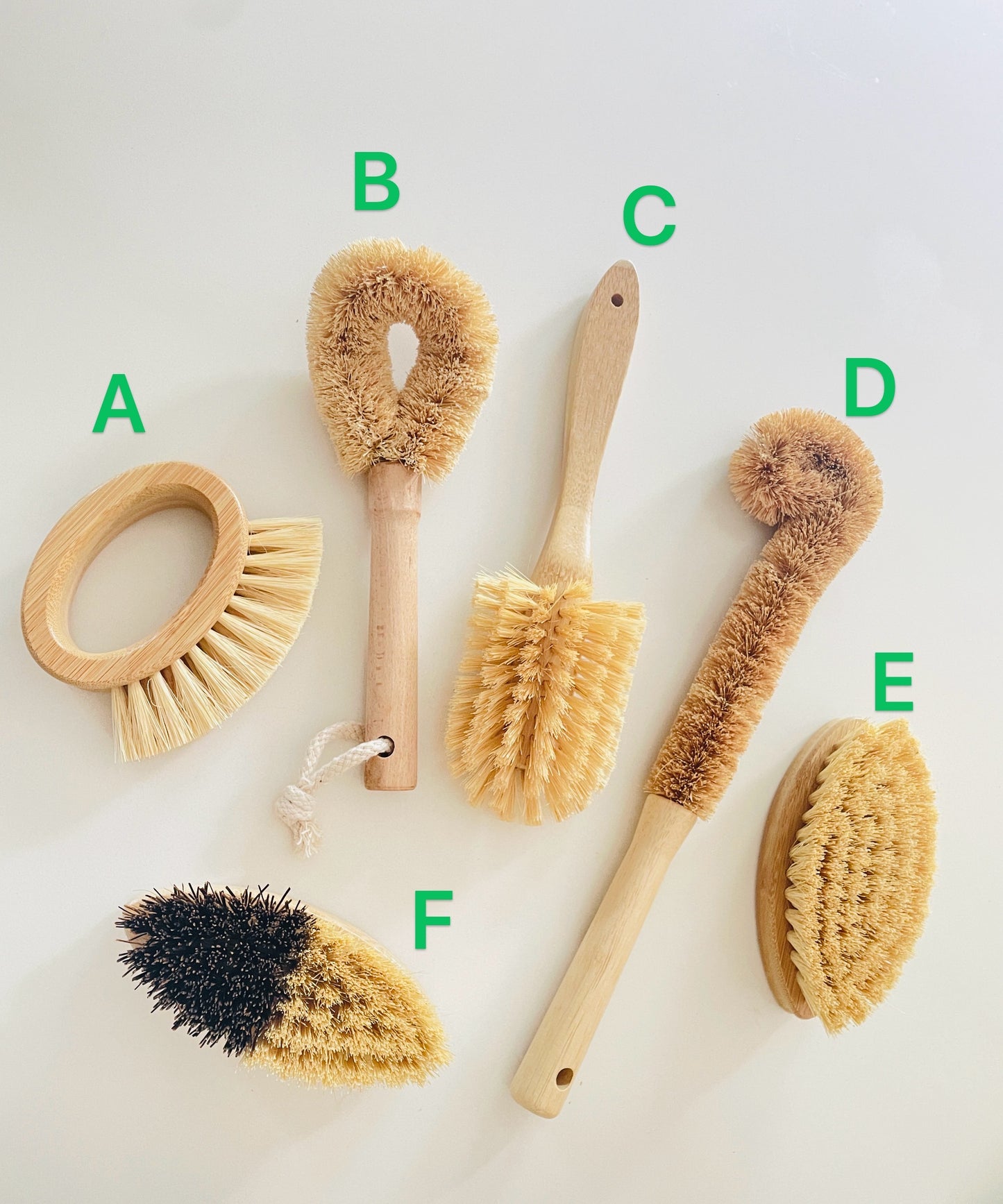 Eco-Friendly Kitchen Brushes Set – Zero Waste Sisal, Palm Fiber, Beech/Bamboo Handles for Fruit, Pots, and Dishes